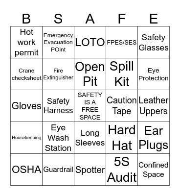 Stamping Safety Bingo Card