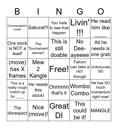 COMMENTATOR'S CURSE Bingo Card