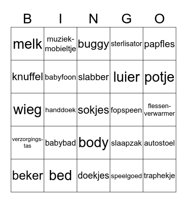 Baby bingo Card