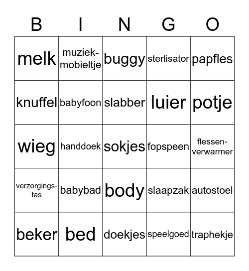 Baby bingo Card