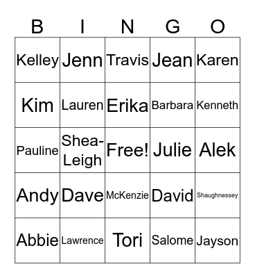 Family Tree Bingo Card