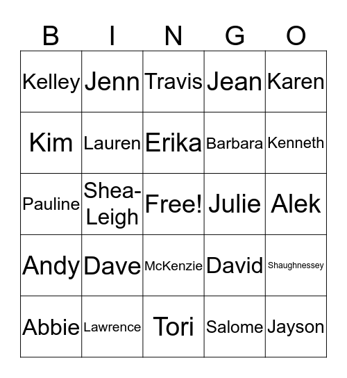 Family Tree Bingo Card