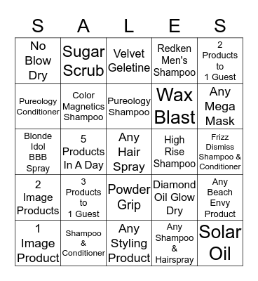 Hollywood Blonde Retail Contest Bingo Card