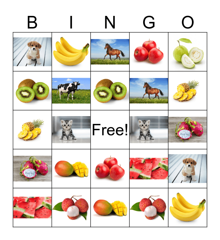 Fruit Bingo Card