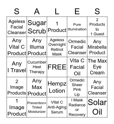 Hollywood Blonde Retail Contest Bingo Card