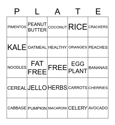 NUTRITION #2 Bingo Card
