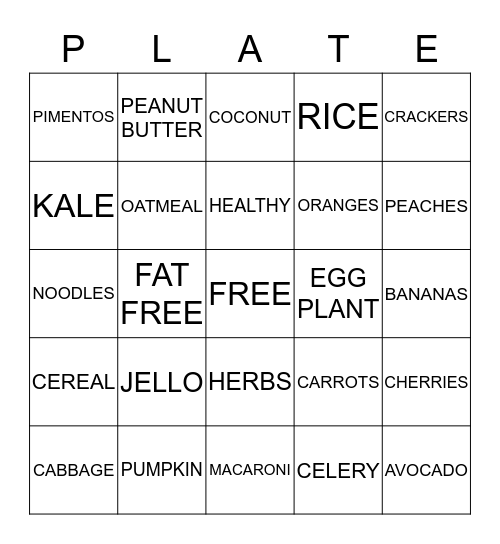 NUTRITION #2 Bingo Card