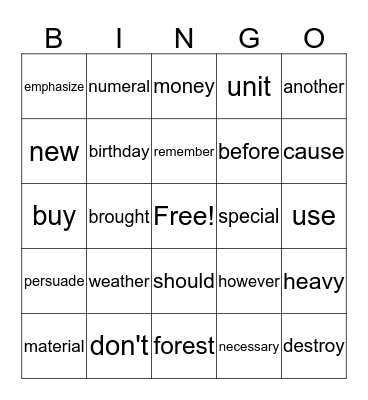 Bingo Card