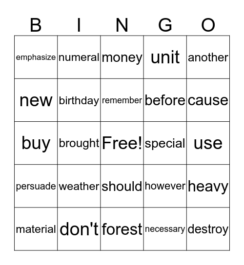 Bingo Card