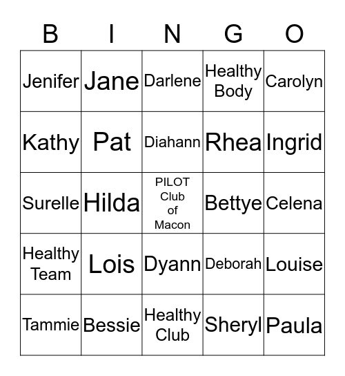 Healthy You Me Us Bingo Card