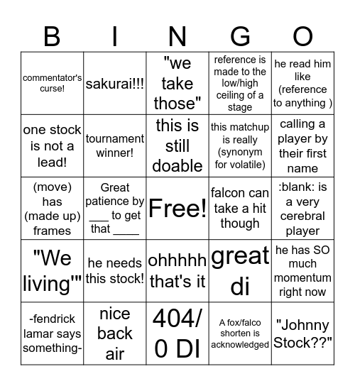 COMMENTATOR'S CURSE Bingo Card