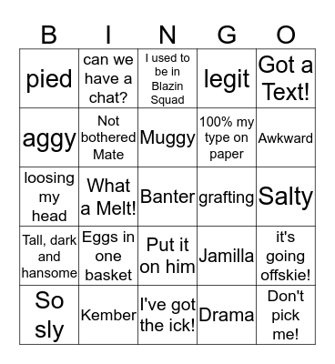 Love Island Bingo! Bingo Card