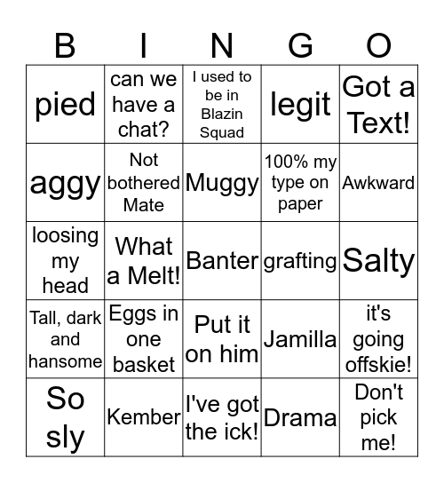 Love Island Bingo! Bingo Card