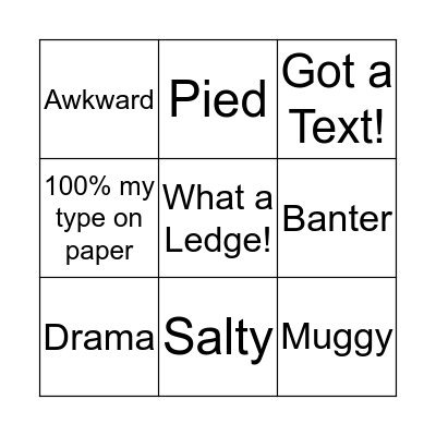 Love Island Bingo! Bingo Card