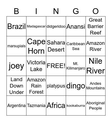 Summer School Bingo Card