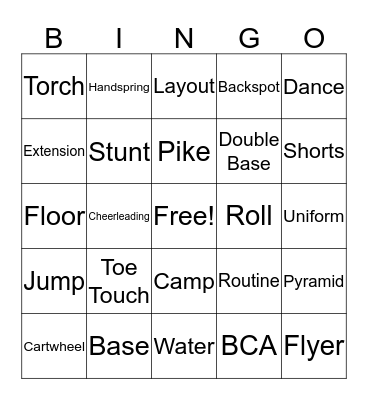 BCA Summer Camp BINGO Card