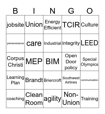 Catch The Wave Bingo Card