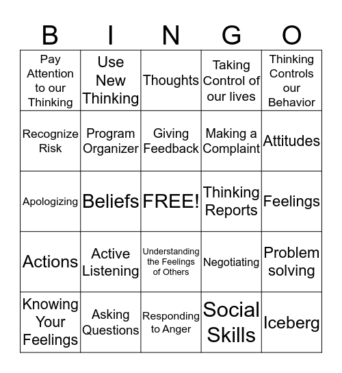 Thinking For A Change Bingo Card