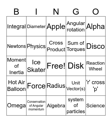 Physics Bingo Card