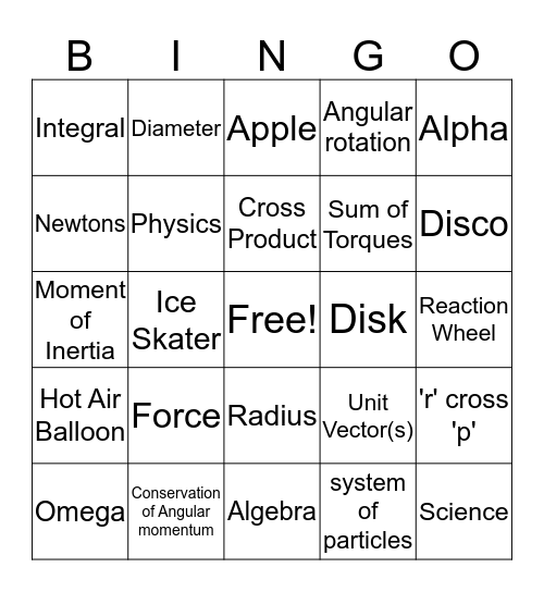 Physics Bingo Card