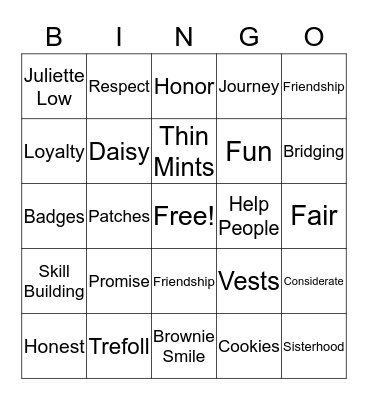 Brownie Bingo Card