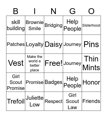 Brownie Bingo Card