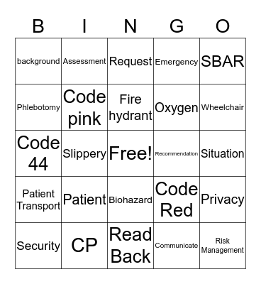 Safety Bingo Card