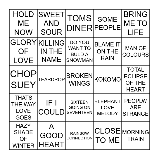 102 MORNING GHQ Bingo Card