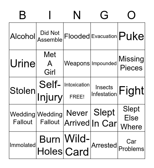 Tretin "Tent" Wedding Bingo Card
