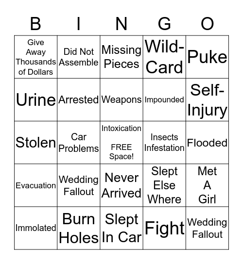 Tretin "Tent" Wedding Bingo Card