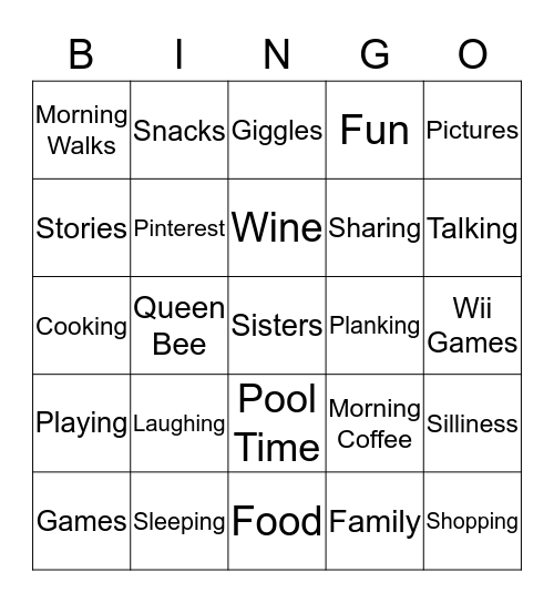 GIRL'S WEEKEND BINGO Card