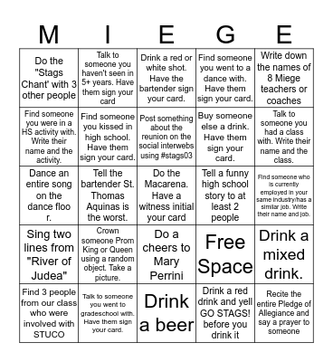 Miege 2003 Reunion Bingo Card