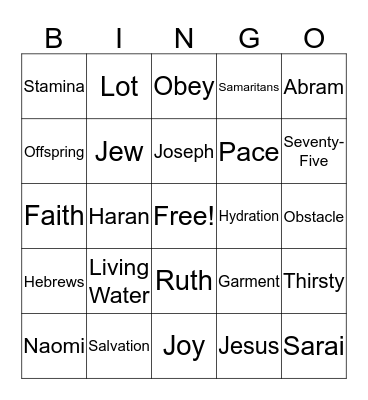 Bible Bingo Card