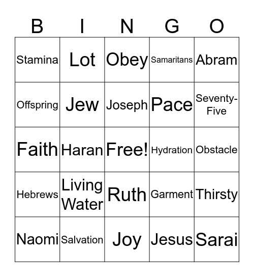 Bible Bingo Card