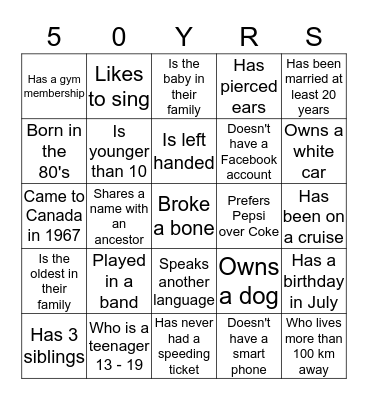 Find someone who...... Bingo Card