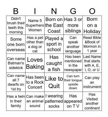Mountain Mingle  Bingo Card