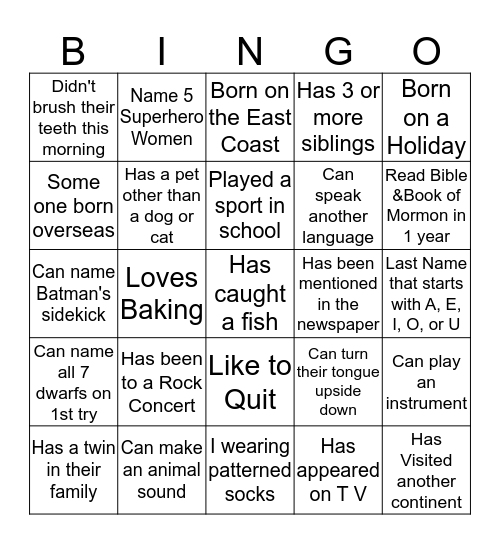 Mountain Mingle  Bingo Card