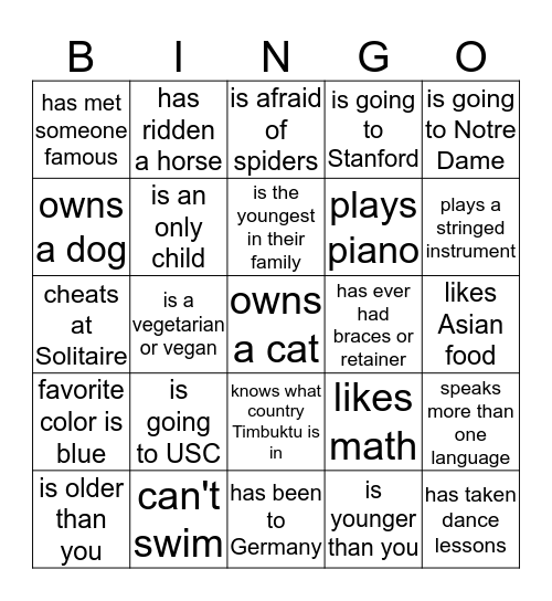 Find Someone Who . . . Bingo Card