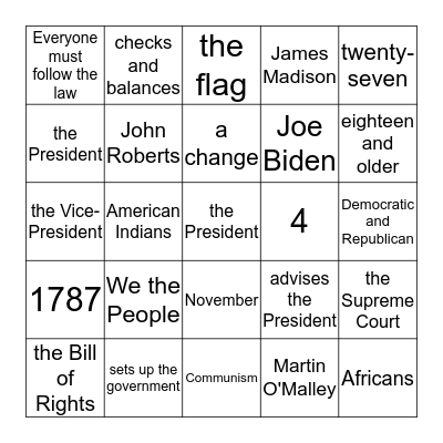 Bingo:  July 27, 2013 Bingo Card