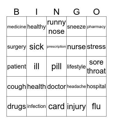 Health Bingo  Bingo Card