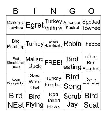 Bird Bingo Card