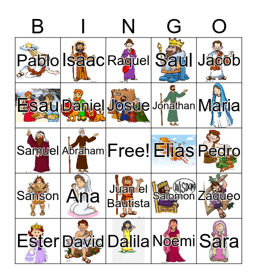 Hombres y Mujeres De la Biblia Bingo Card