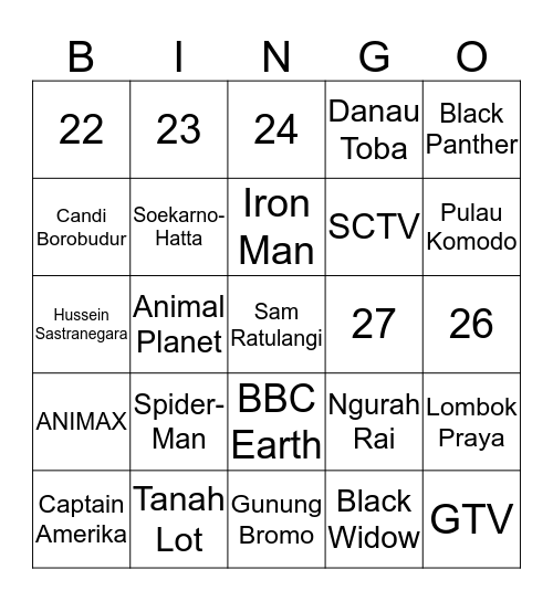 Hak Milik Jonathan Bingo Card
