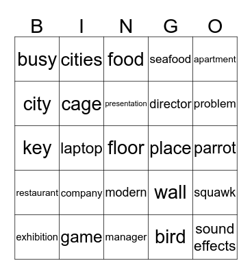 Jake's Parrot Bingo Card