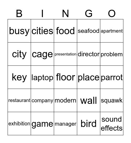 Jake's Parrot Bingo Card