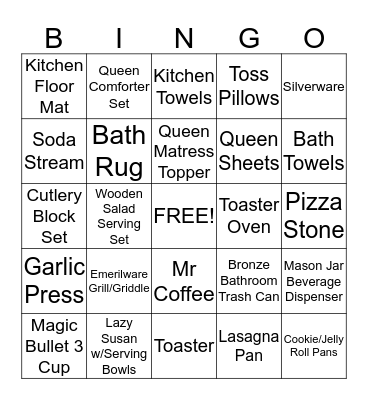 Brandy and Rogers Wedding Shower Bingo Card