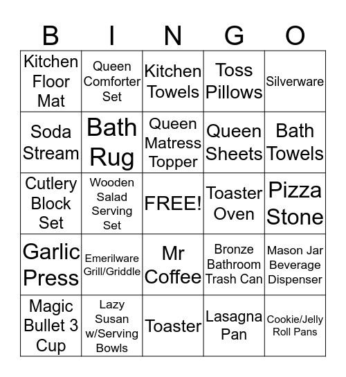 Brandy and Rogers Wedding Shower Bingo Card