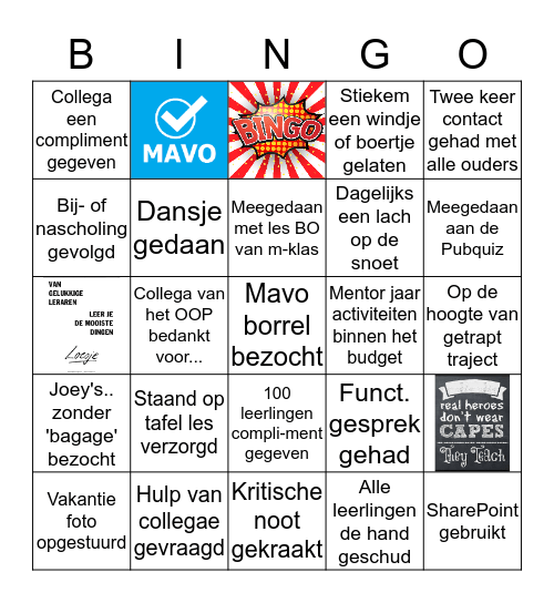 MAVO BB  JAARBINGO Card