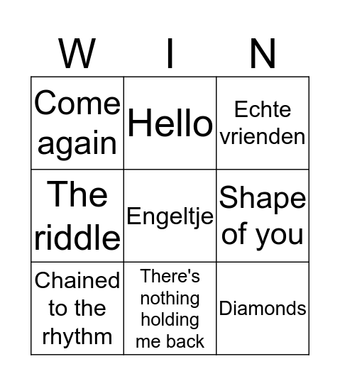 SWINGOOO Bingo Card