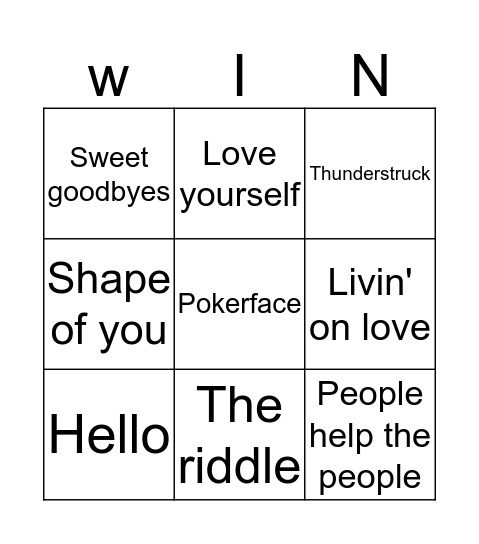 SWINGOOO Bingo Card